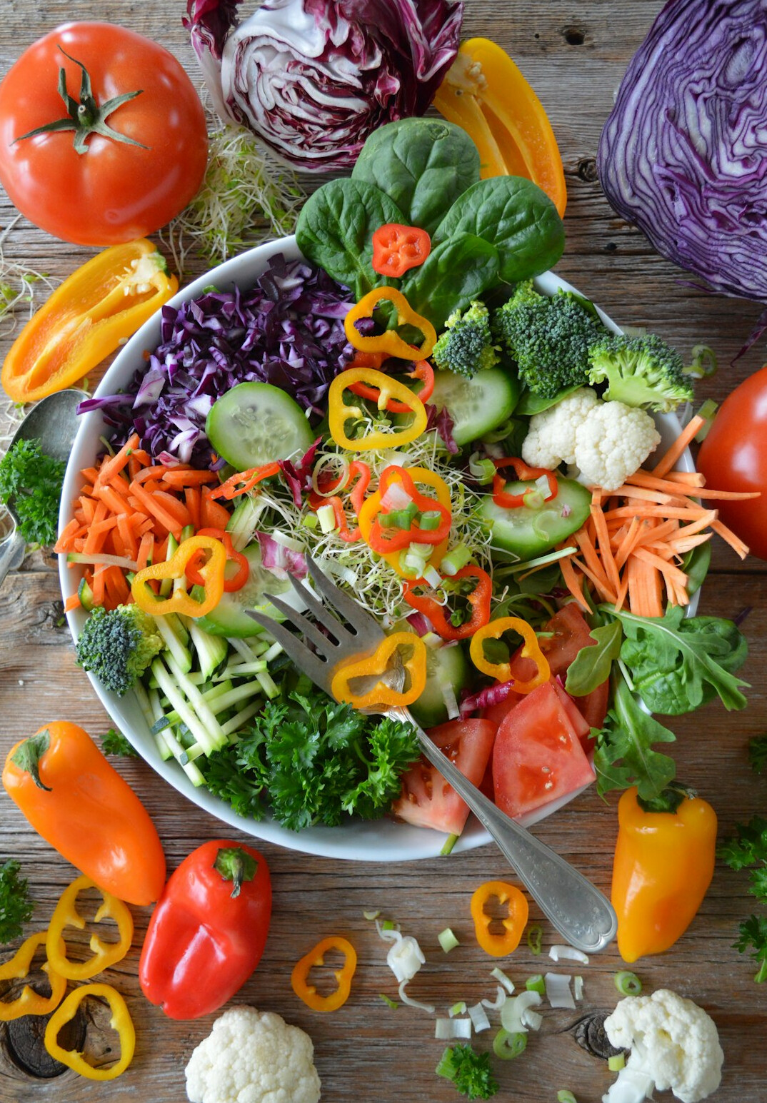 Bowl of fresh healthy salad with vegetables