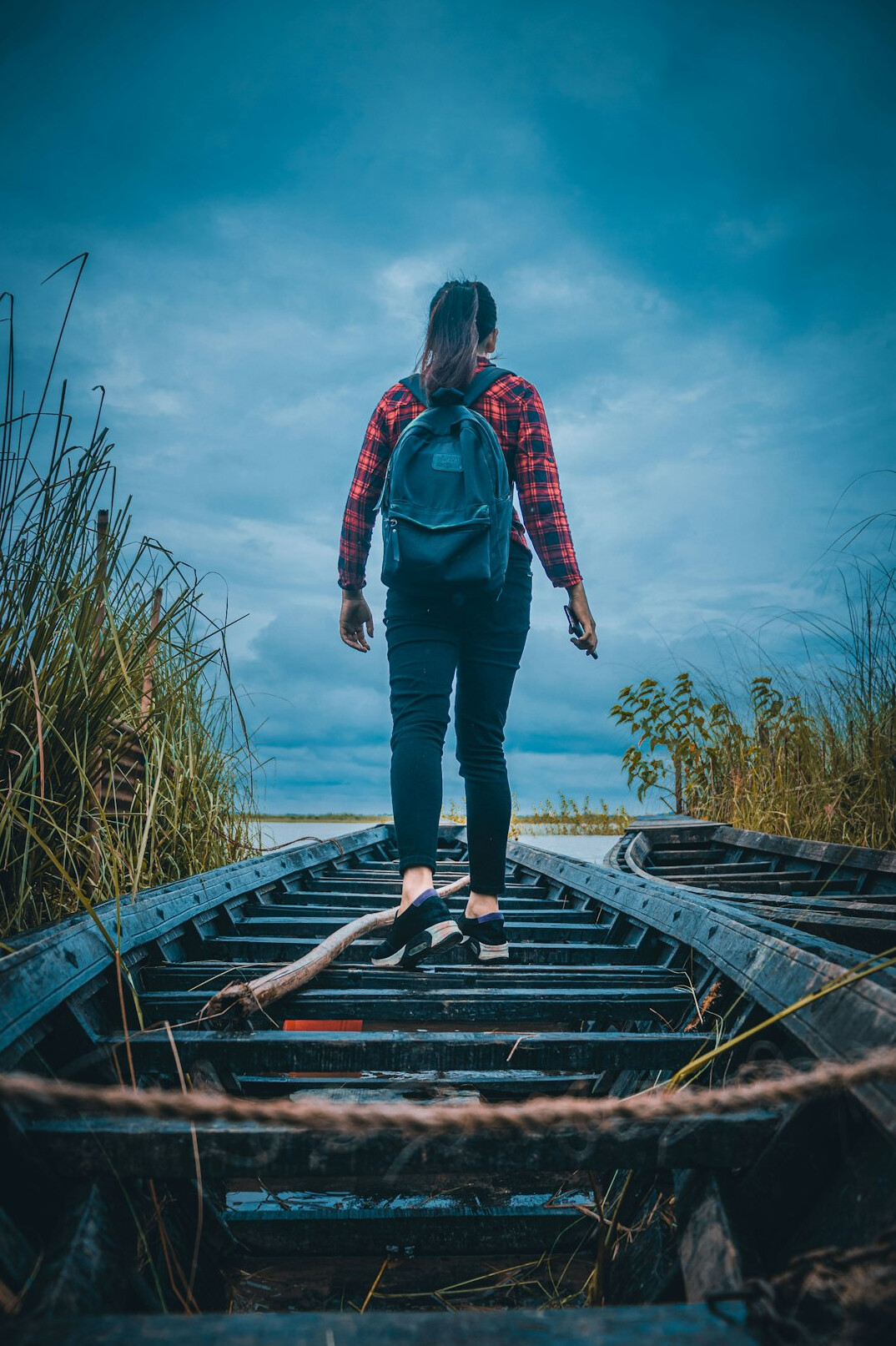 person walking in nature